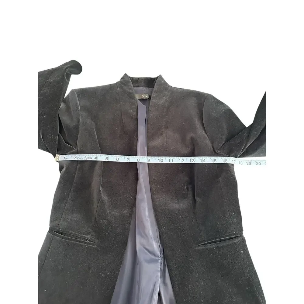 J.Crew 365‎ Black Open Front Slim Office Going Out Stretch Velvet Blazer Size 2